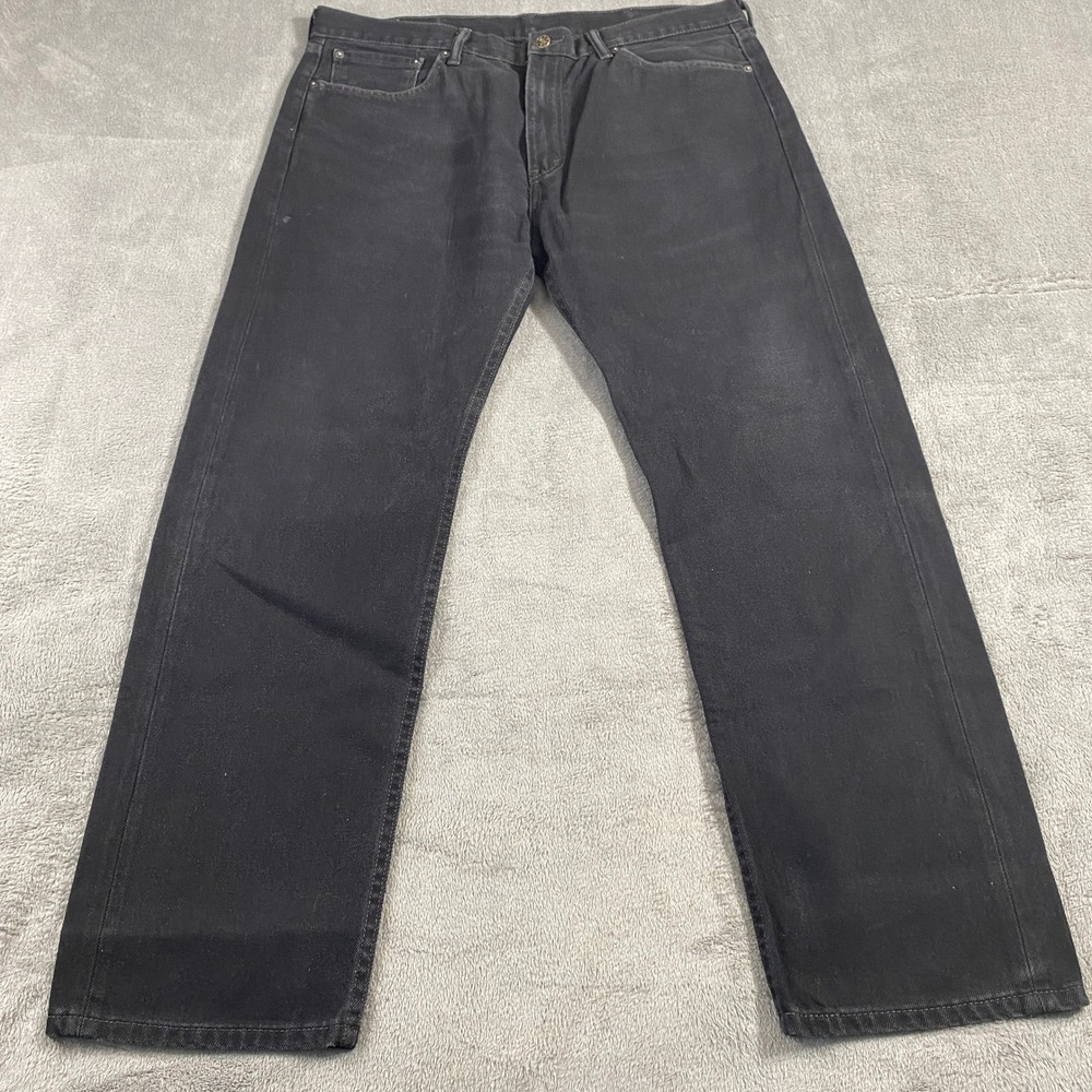 Levis 505 Jeans Mens 40x32 Black Regular Fit Straight Leg Dark Wash Denim